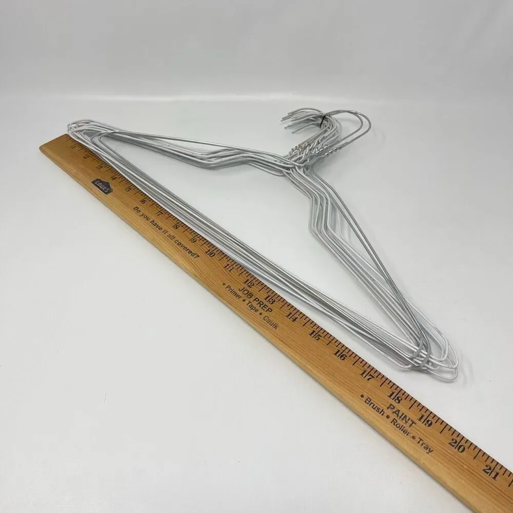 White Silver Lot Vintage Wire Metal Clothes Clothing Hangers Dresses Shirts MCM